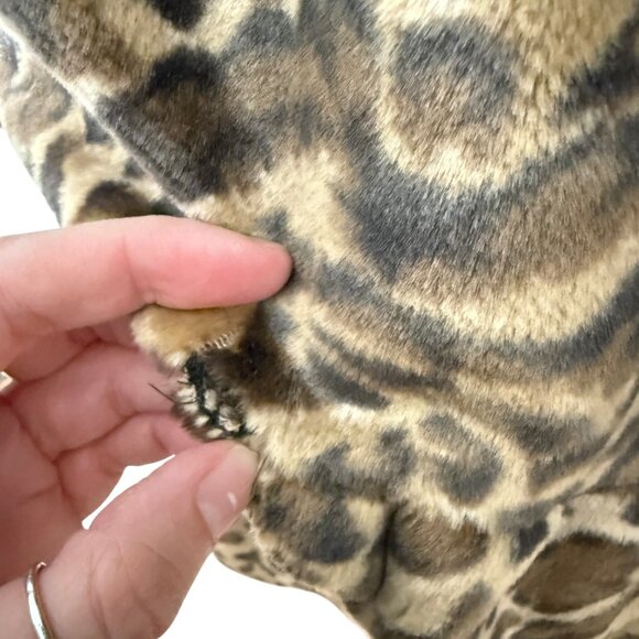 Jones Studio Tiered Faux Fur Coat Leopard Print Brown Mob Wife Glam M - Picture 11 of 11